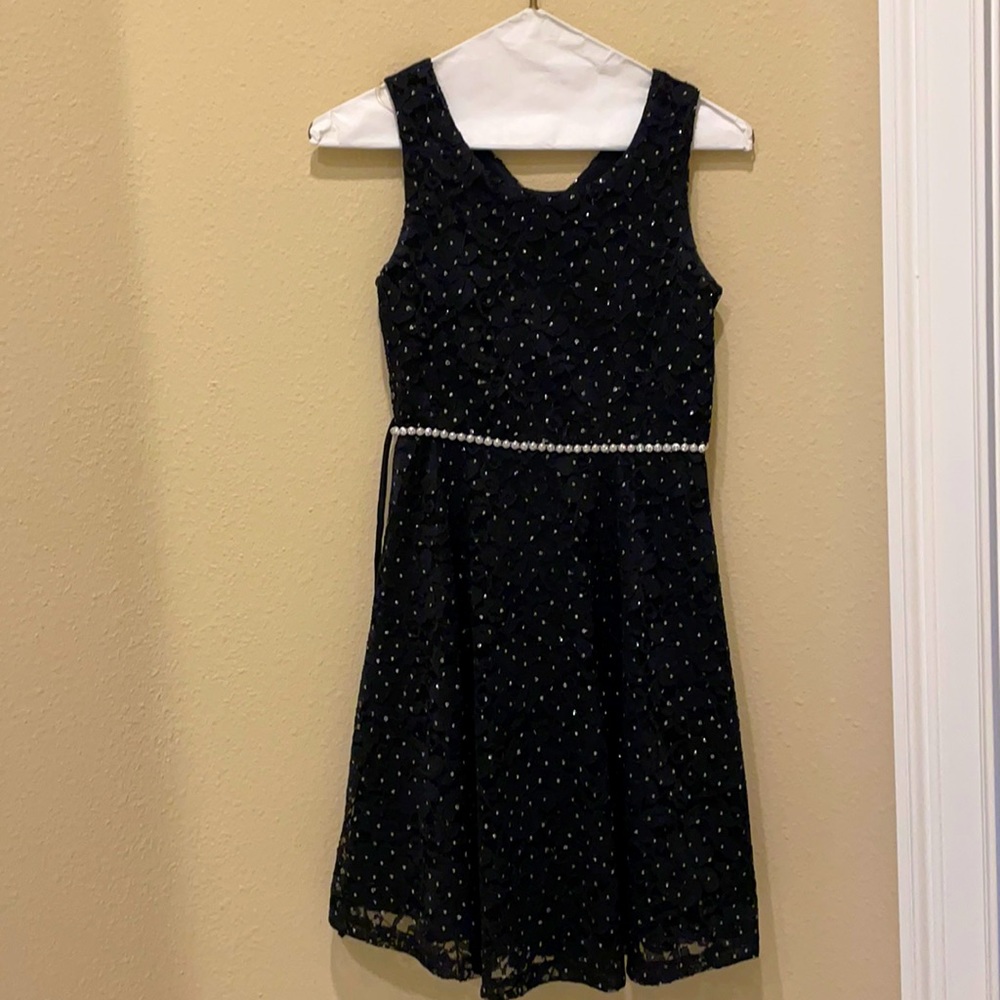 Girls Black Sparkly Dress. Size 14